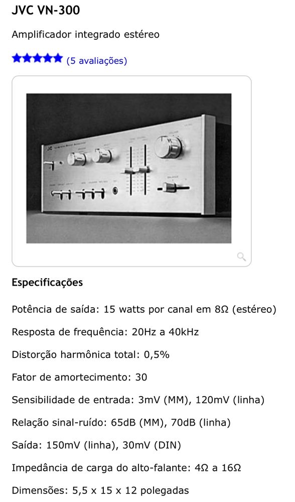 Amplificador JVC” e colunas spaceage” Grundig anos 70”