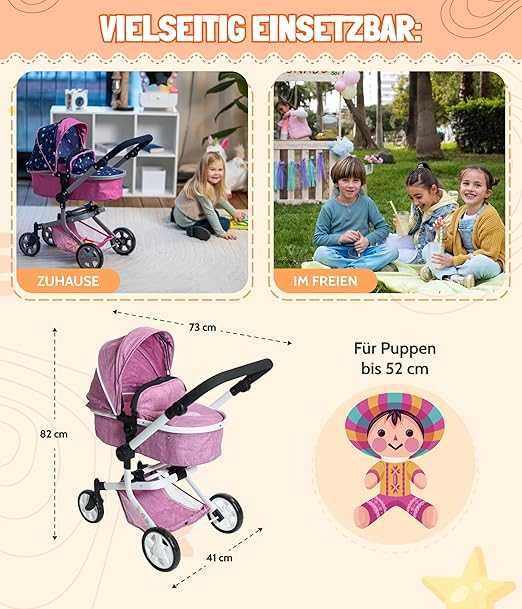 Bayer Chic 2000 - Wózek dla lalek Mika, wózek dla lalek kombi, 2 w 1