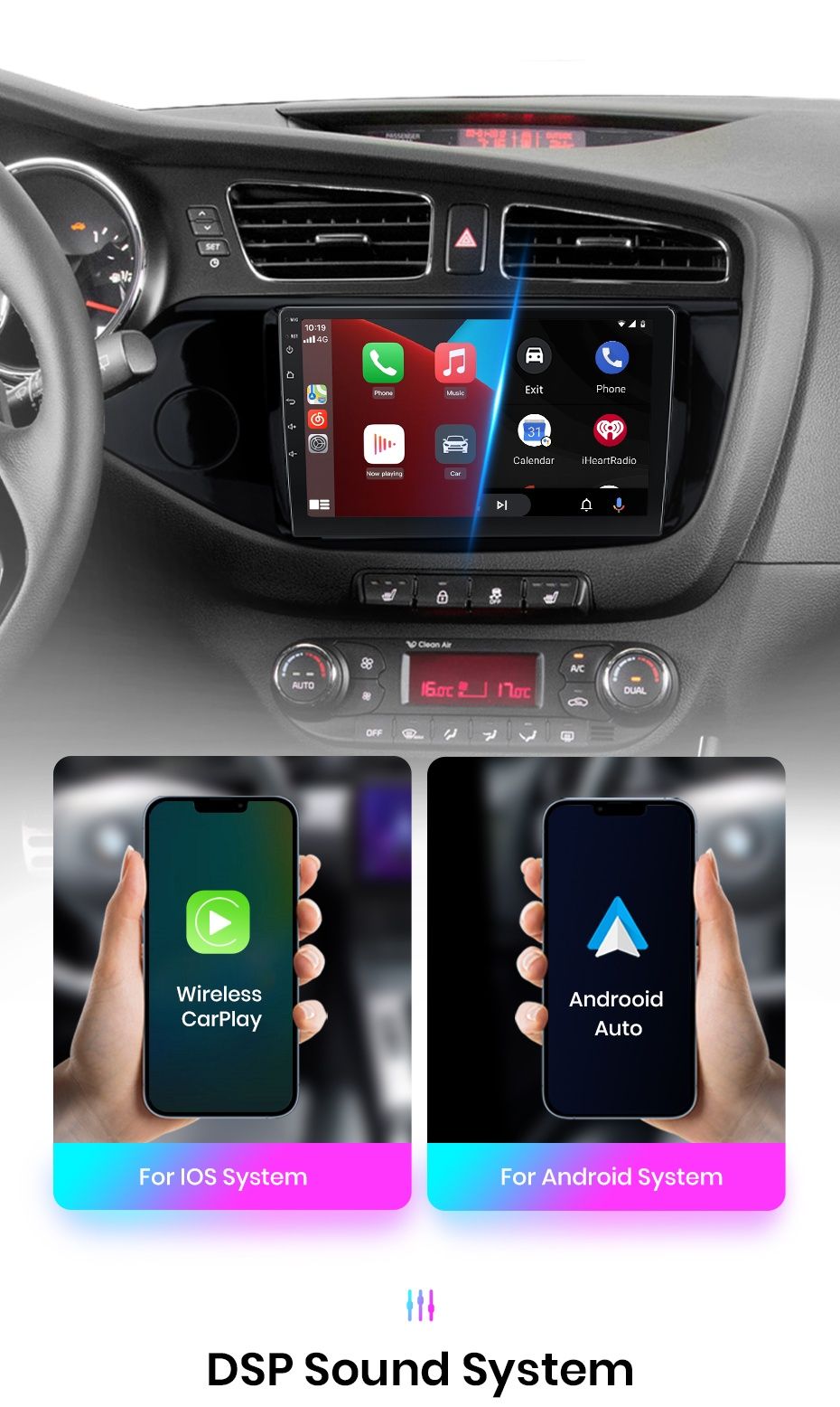 Rádio 9" android Kia Ceed 2012 a 2018 WIFI GPS Novo