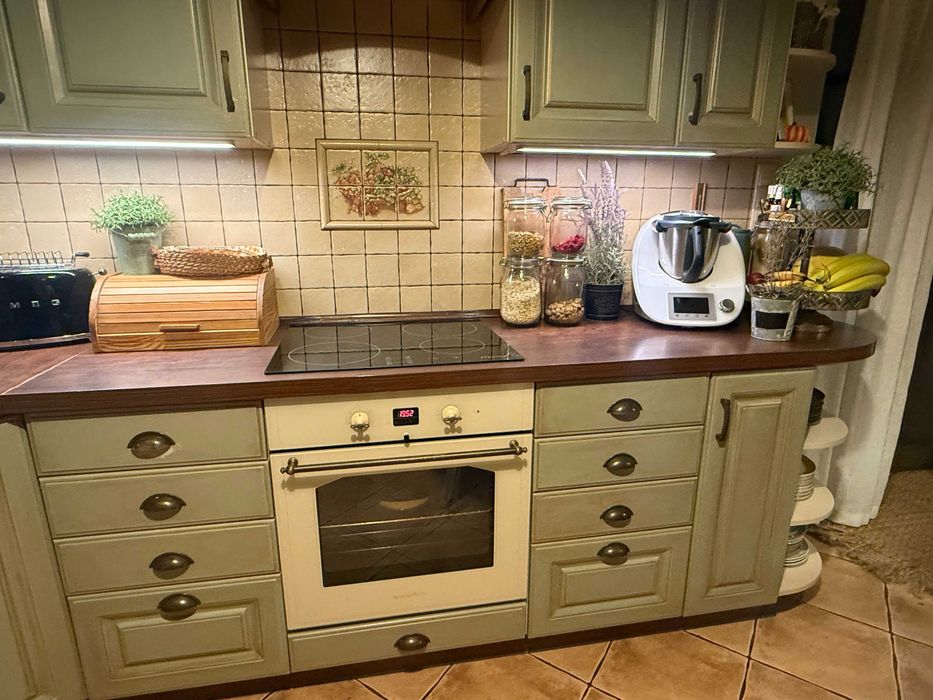 Meble kuchenne styl vintage/retro, black red white z wyposażeniem