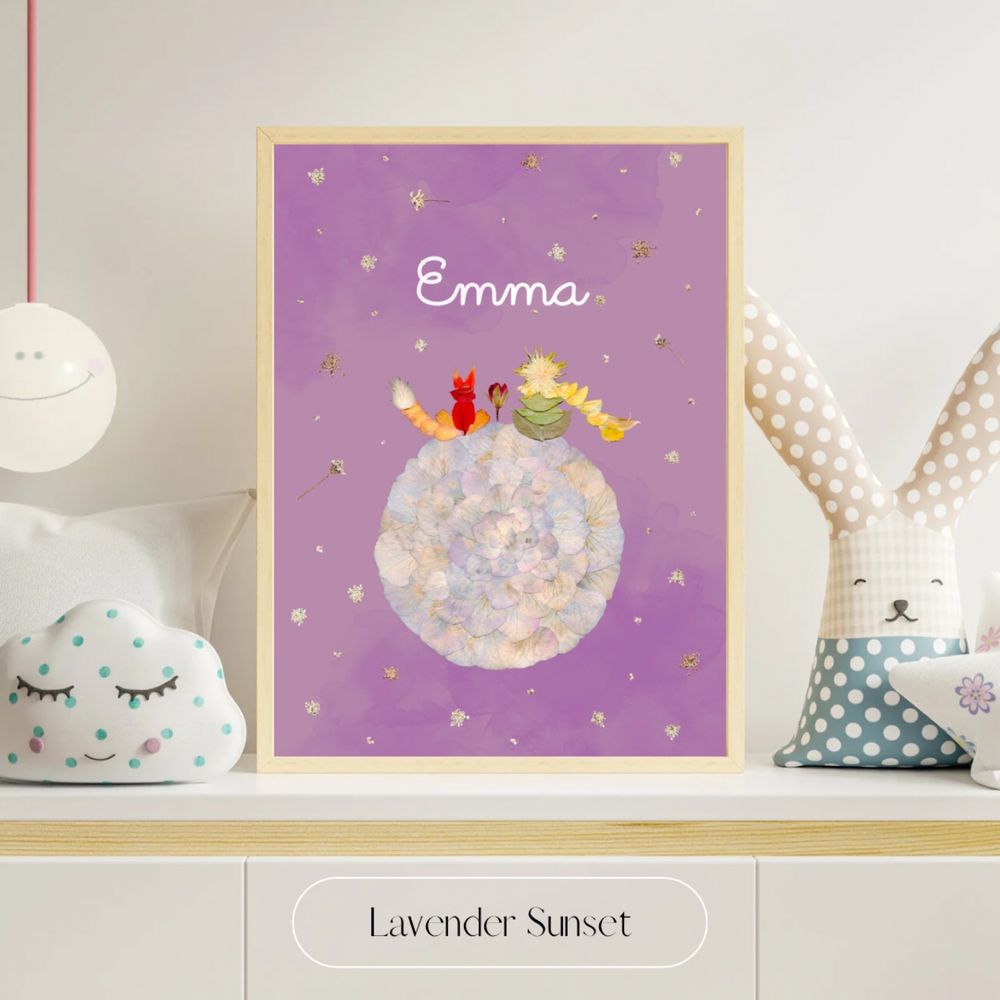 Quadro infantil presonalizado com nome - O Principezinho - Arte floral