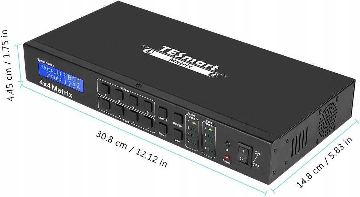 Przełącznik KVM switch HDMI Matrix 4x4 4K Ultra HD RS232 TCP/IP