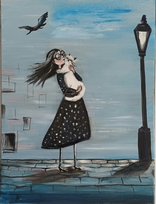 Obraz Olejny 30x40 Seria ,,Moments"Prezent Święta Ozdoby Ręcznie Malow