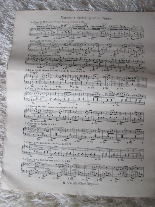 Partitura Musical Piano Antiga - Sac de Bonbons