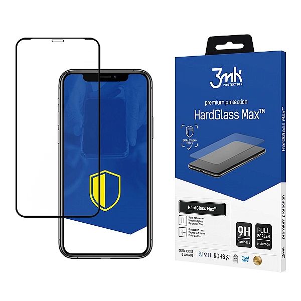 Szkło hartowane 3mk HardGlass Max Black na Apple iPhone X / XS / 11 Pr