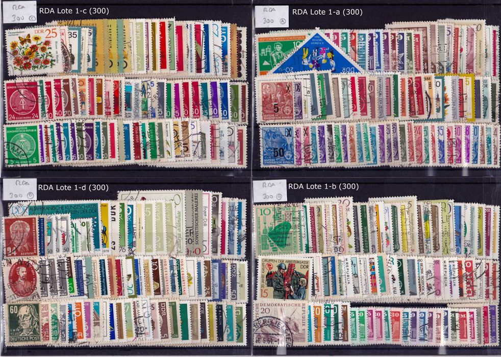 Lote com 300 selos da República Democrática Alemã