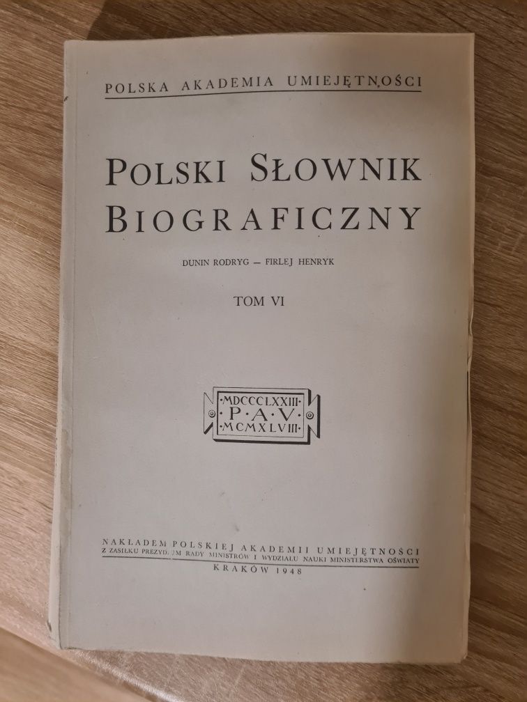 PSB, t. VI, Polski Słownik Biograficzny