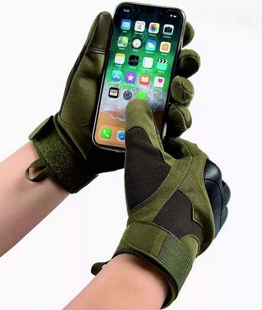 Тактичні рукавички Combat Touch Touchscreen військові Хакі M