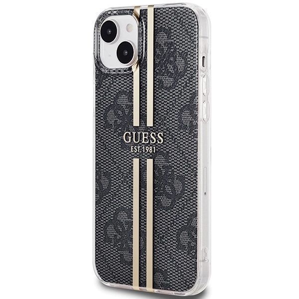 Etui Guess Iml 4G Gold Stripe Na Iphone 15 / 14 / 13 - Czarne