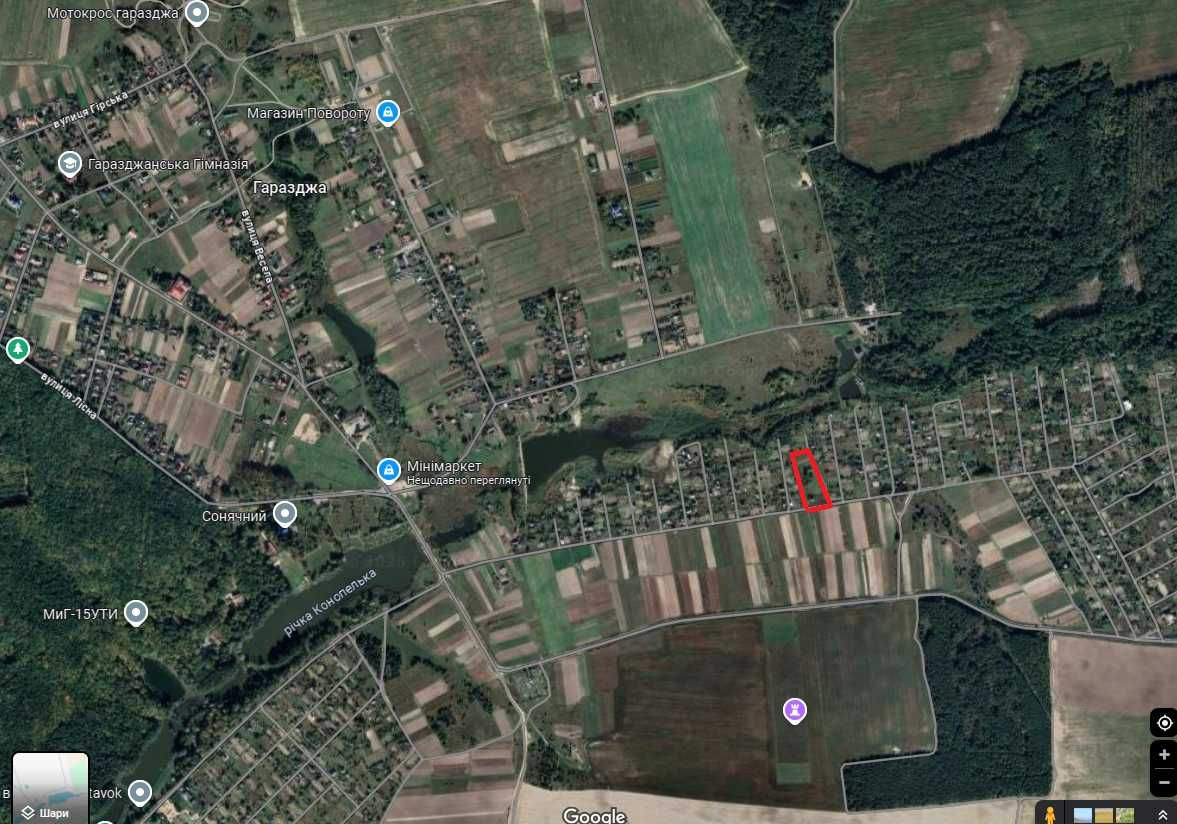 2 ділянки площею 0,66 га в с. Гаразджа - під будівництво котеджів