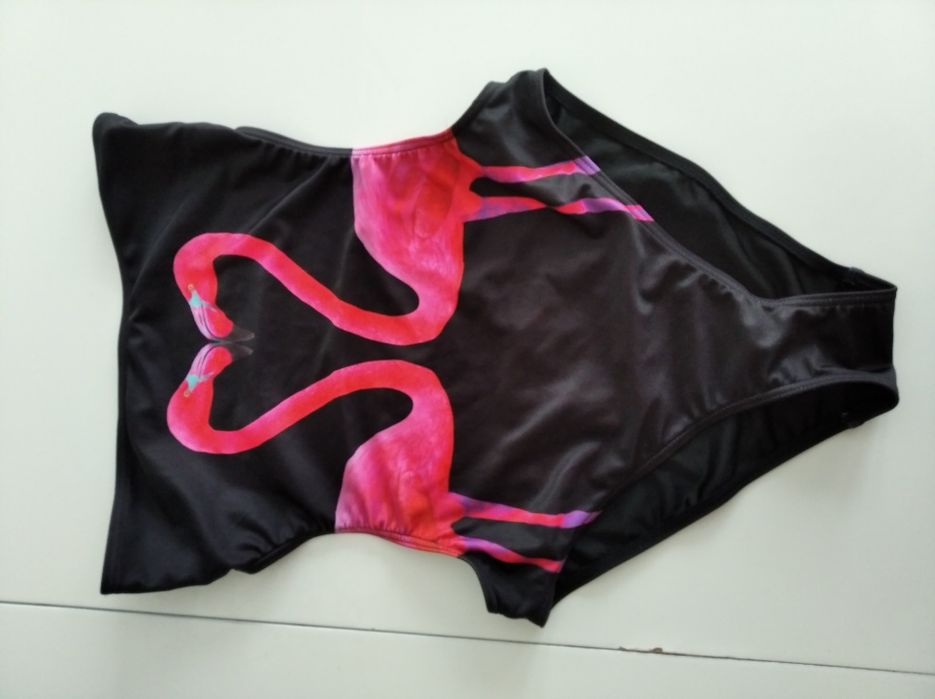 Strój kąpielowy z flamingami asos 38 odkryte plecy bez ramiączek