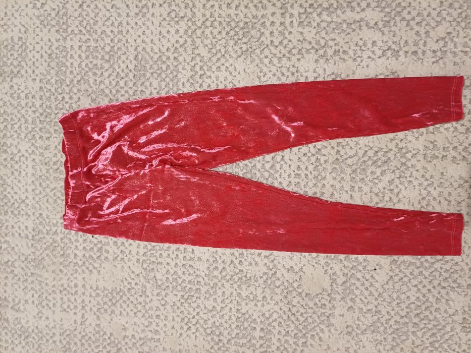 Spodnie dla dziewczynki błyszczące welurkowe