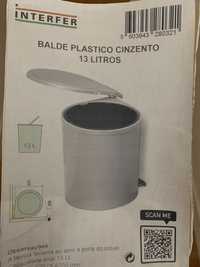 Balde de plástico cinzento para lixo 13 litros