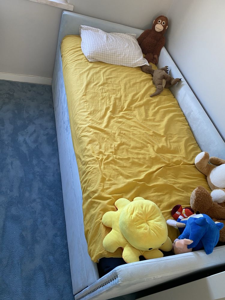 Cama Beliani Veludo  90 x 200 cm Azul claro