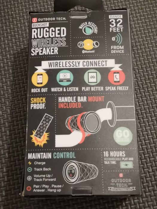 Coluna bluetooth Outdoor Tech Buckshot, portátil, IPX5, NOVA em caixa