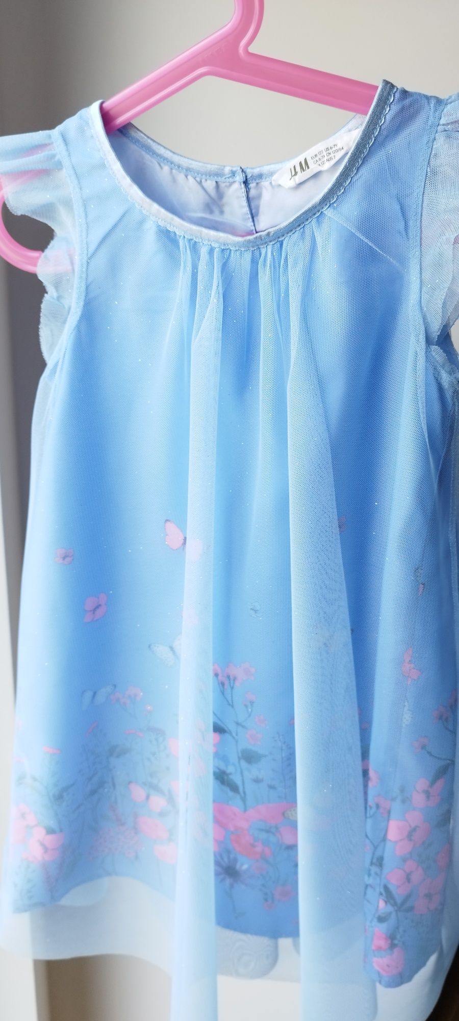 sukienka tunika tiul święta motyl kwiaty h&m 122 128