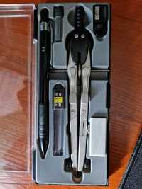 NOWY nieużywany zestaw cyrkiel metalowy ołówek automatyczny niemiecki