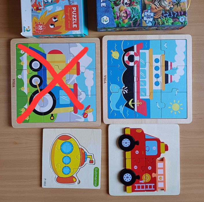Дерев'яні пазли Viga toys 5, 7, 9 елементів