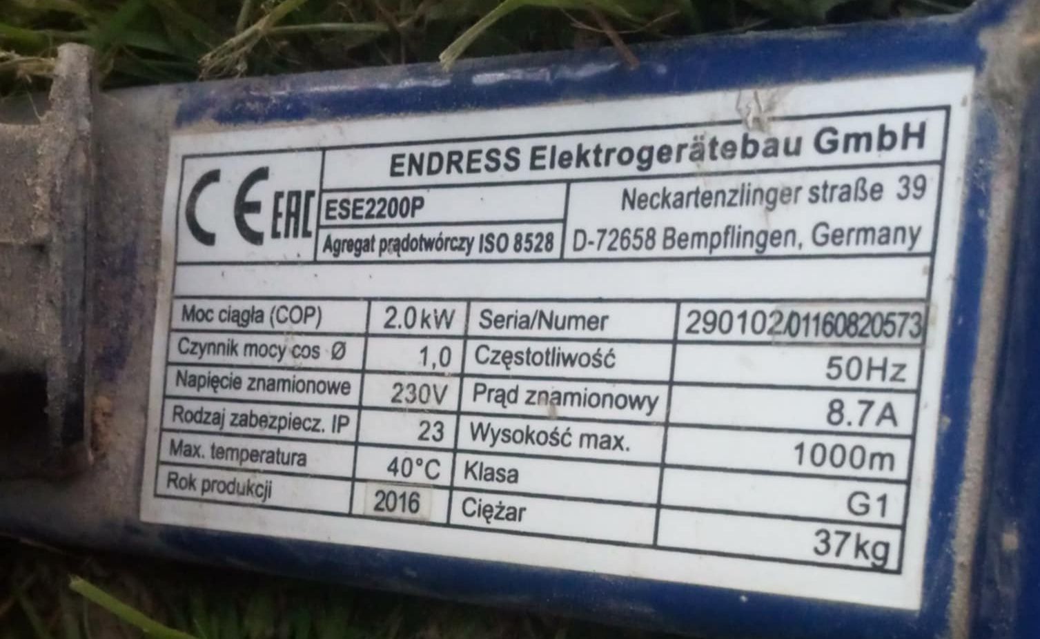 Agregat prądotwórczy Endress ESE 2200P