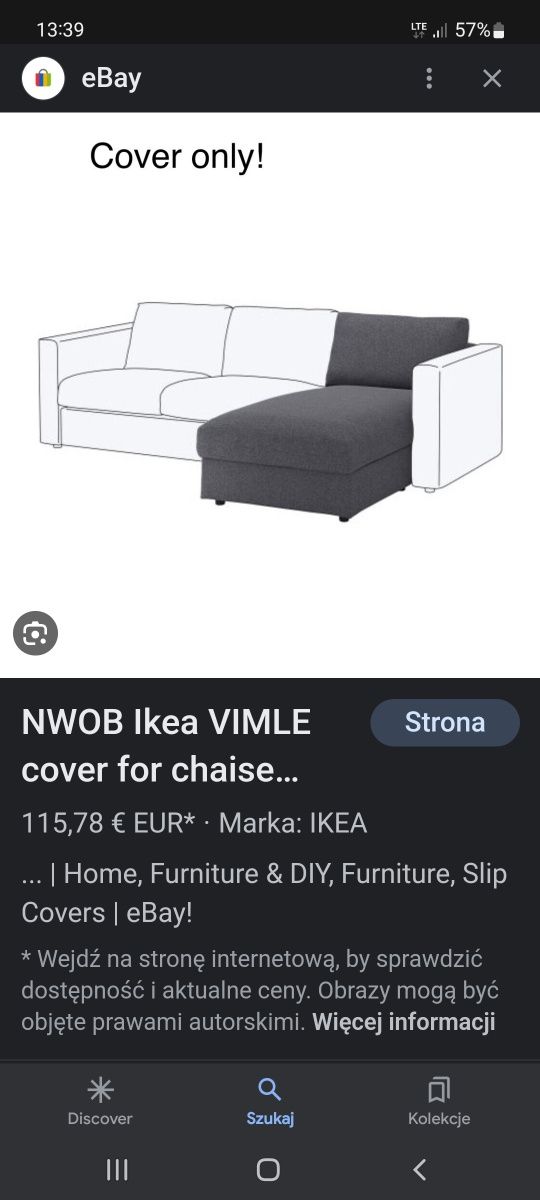 Vimle IKEA pokrowiec .szezlong