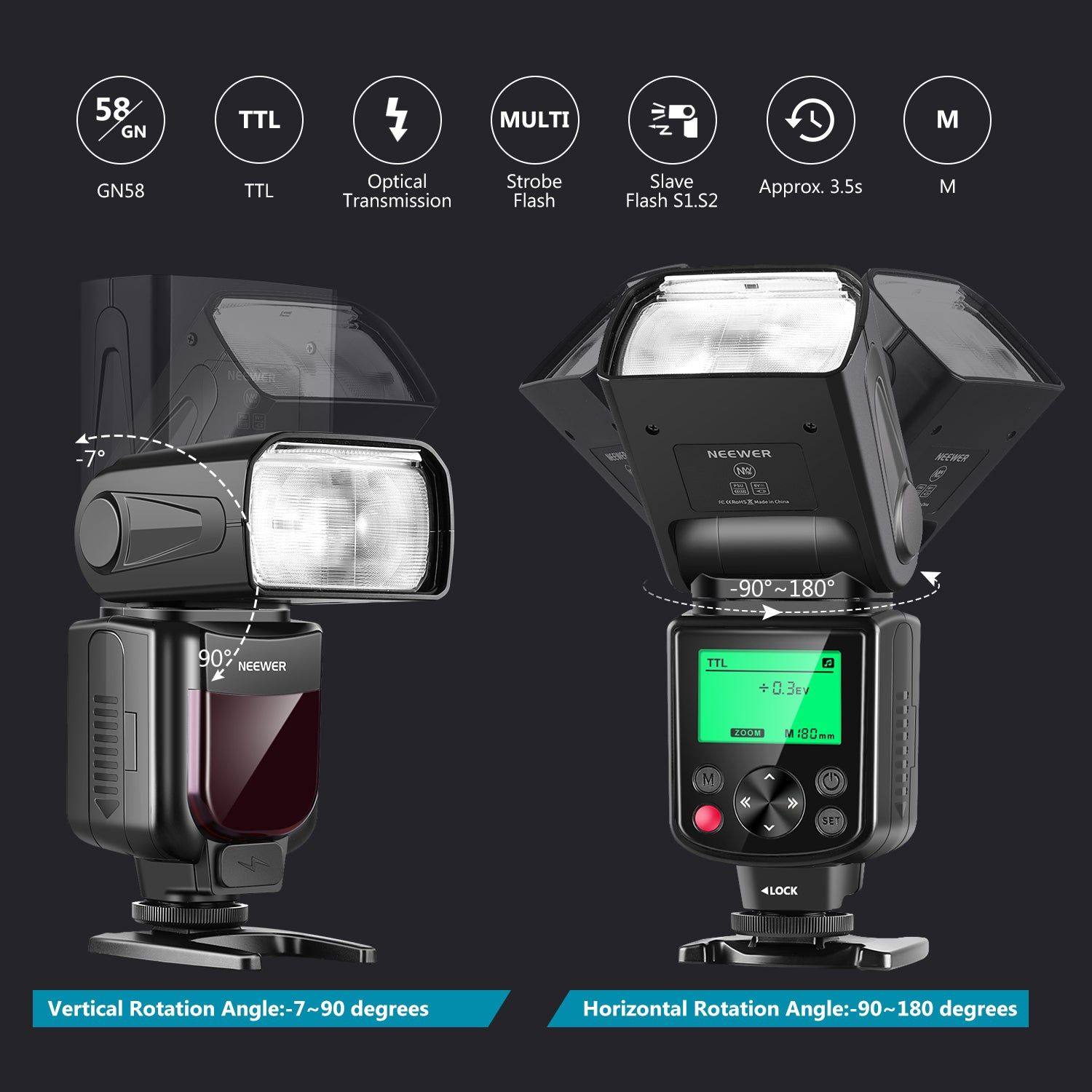 Flash Speedlite com visor NEEWER 750ii para SELADO Nikon