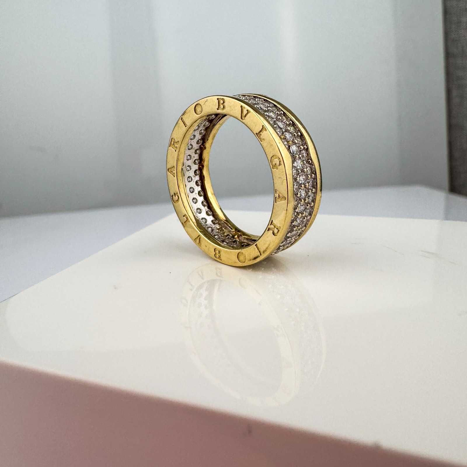 Złoty Pierścionek Bvlgari Wysadzany Cyrkoniami Jak Nowy 585, 8,32G,R22