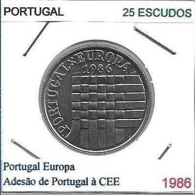 Portugal Europa - Adesão de Portugal à CEE- - - 25$00 - 1986 - - Moeda