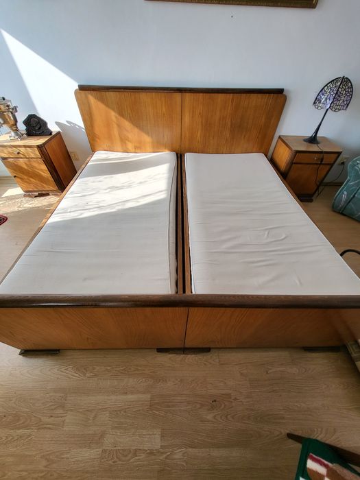 Łóżko + szafki nocne art deco