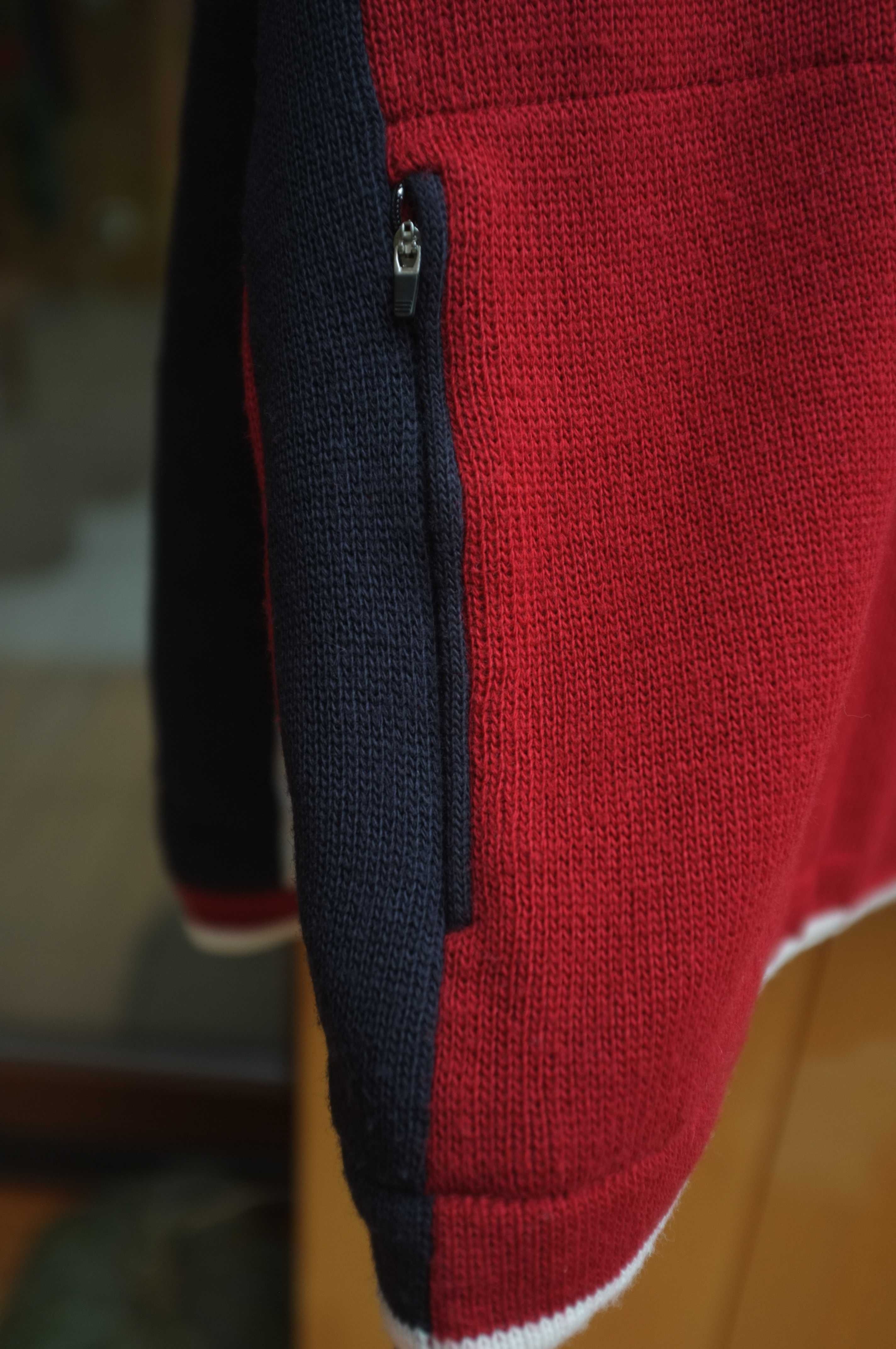 bordowy wełniany sweter z golfem wełna Compagnolo Windstopper
