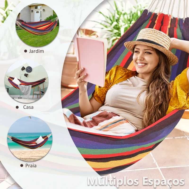 Rede Suspensa de Algodão Portátil - Multicolor (2 cores disponíveis)