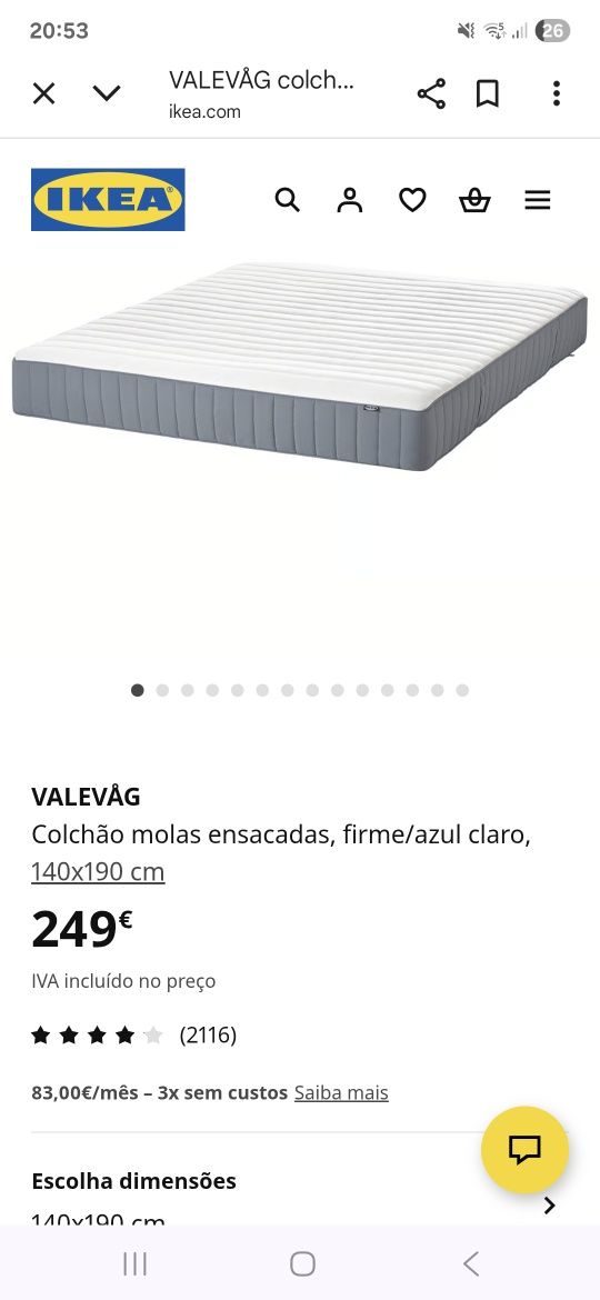 Colchão Ikea VALEVÅG