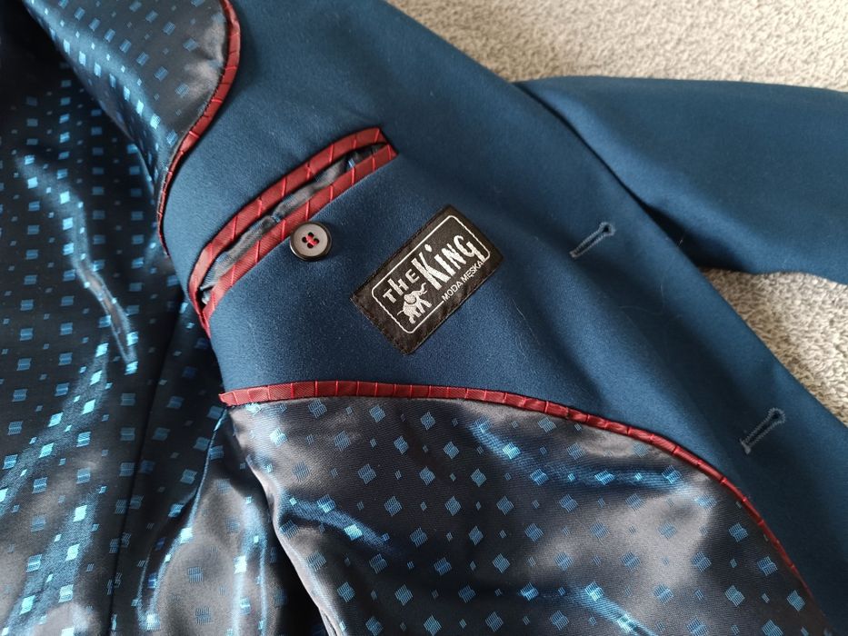 Granatowy garnitur męski The King – rozmiar 48S (170/96/84)