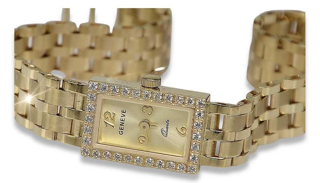 PRZEŚLICZNY złoty damski zegarek 26,6g 14k - NAJTANIEJ! lw008y B