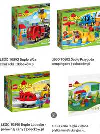 LEGO Duplo pociąg, tory, straż, płyta, samolot, zoo