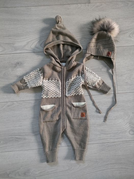 Kombinezon i czapka wełna merino 56/62