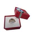 Złoty Pierścionek z Szafirem 0,7ct i Diamentami 0,24ct - 585 / 3,77g