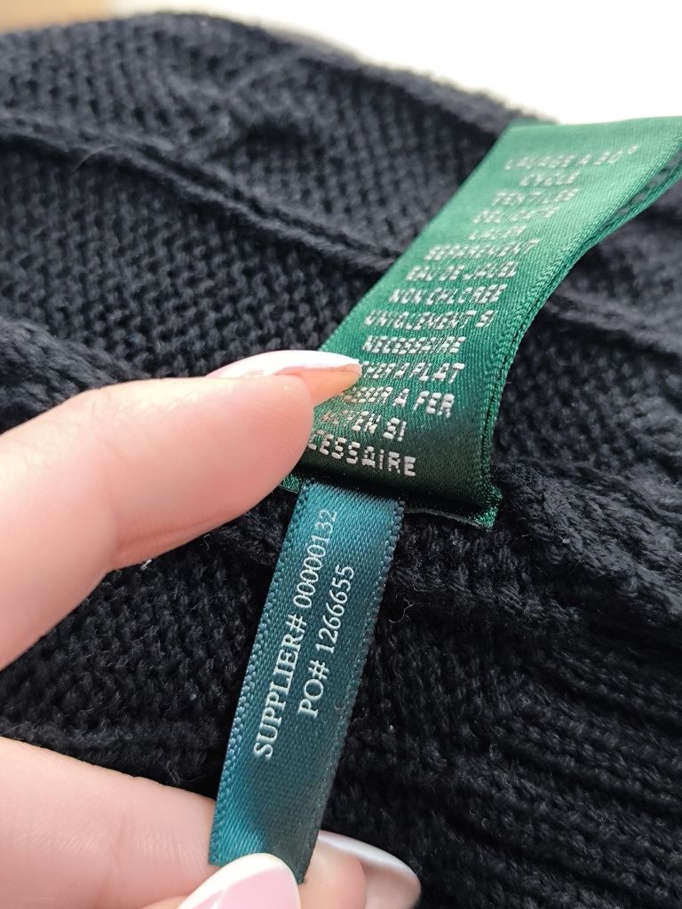 Ralph Lauren - oryginalny czarny kardigan warkocz na zamek