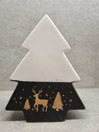 Ceramiczna czarno-biała choinka- ozdoba świąteczna