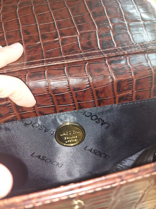 Torebka listonoszka lasocki czekoladowa skóra naturalna