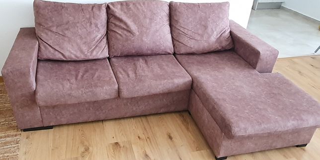 Sofa castanho c/ chaise long