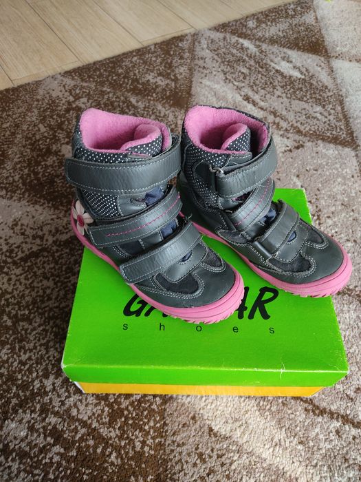 Gaspar trzewiki kozaki 29 18,5 cm naturalna skóra szare kwiatki.