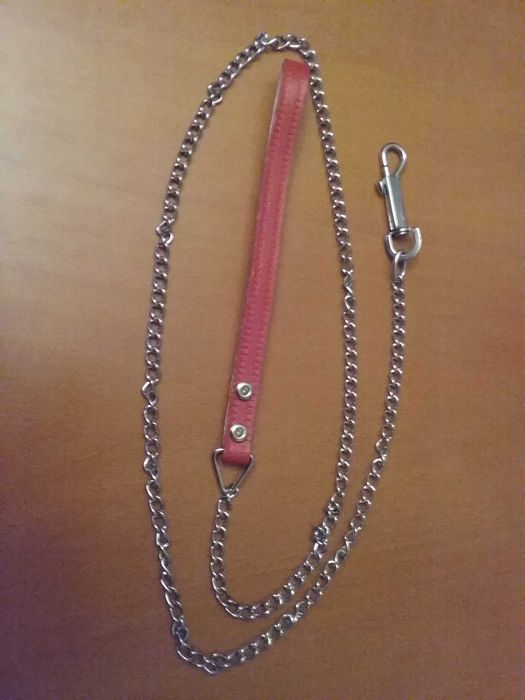 Trela em cabedal com corrente