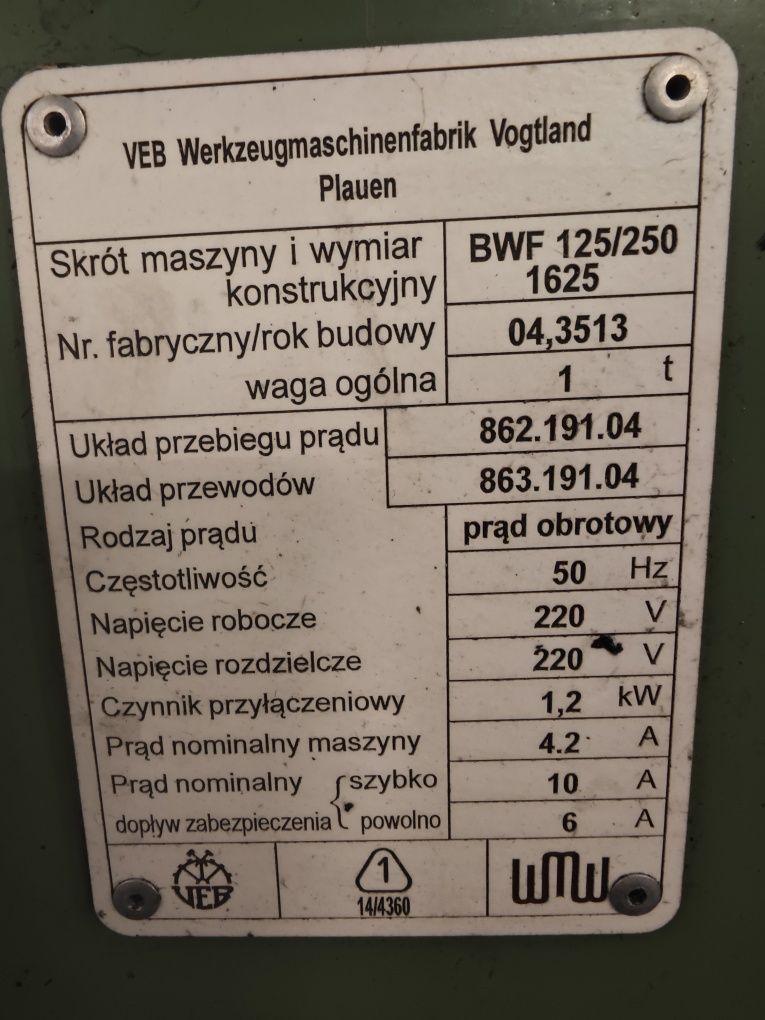 Wytaczarka pozioma WMW do wytaczania bloków stan idealny