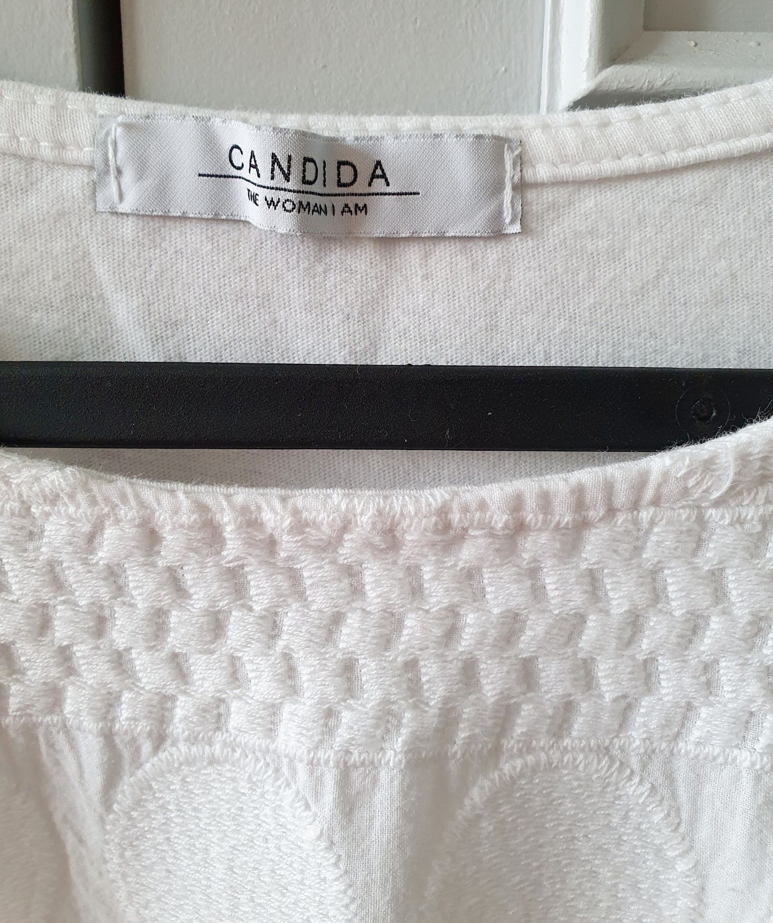 Biała bluzka ażurowa / koronkowa krótki rękaw Candida
