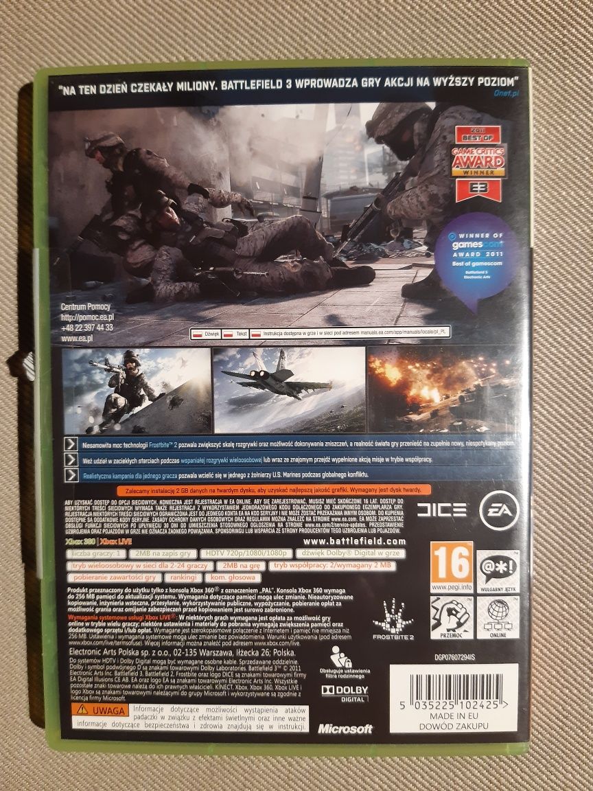 Gra Battlefield 3 PL na konsolę xbox 360