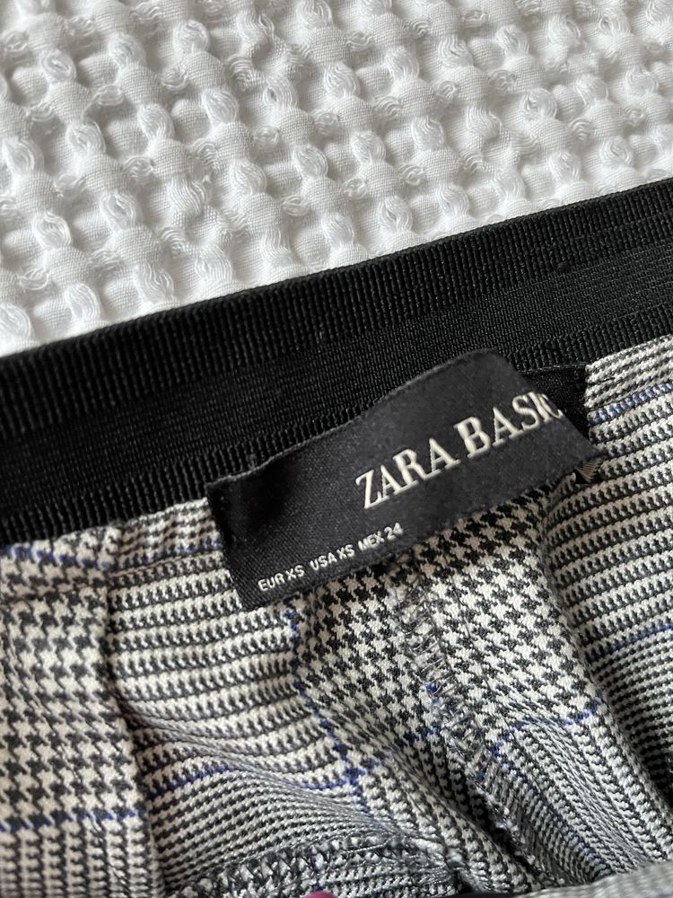 Zara Basic eleganckie spodnie szare kratka xs 34