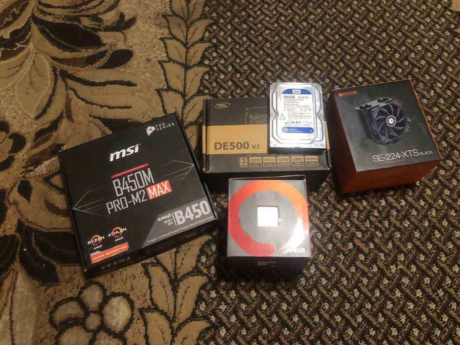ПК комплект: Ryzen 5 1500X + MSI B450M + 16ГБ RAM + HDD + БЖ 500Вт