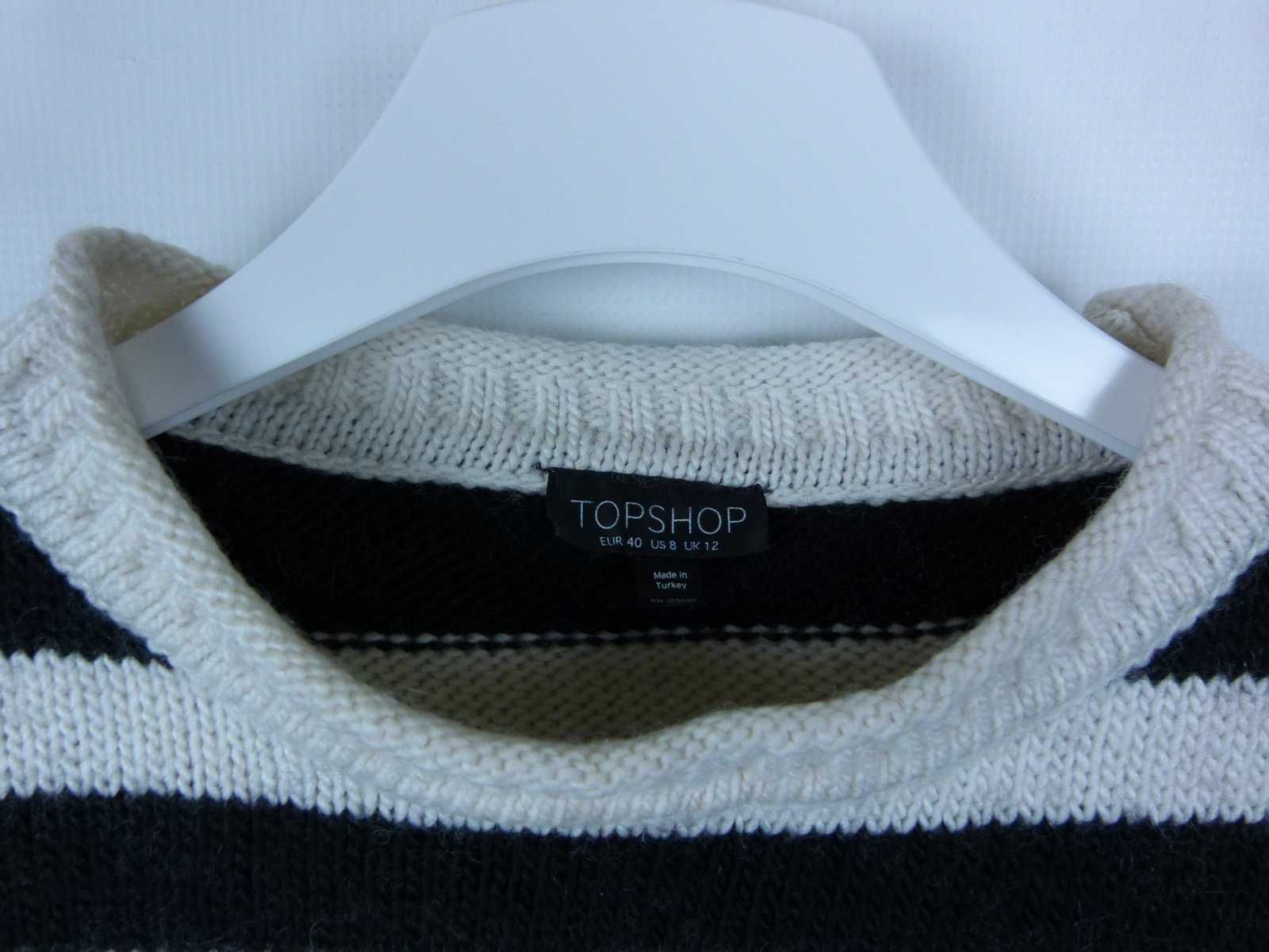 Topshop sweter w paski wełna akryl 12 / 40