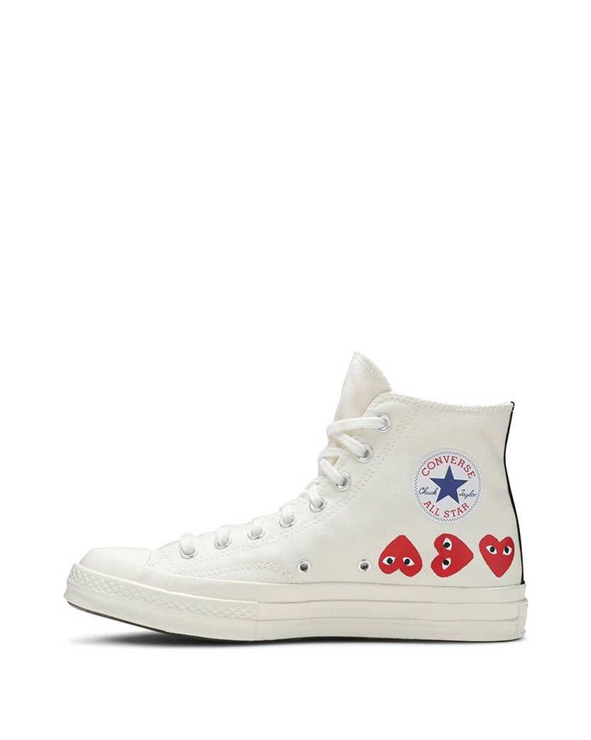 Кеди Converse x Comme Des Garcons Play Red Multi Hearts High Top White