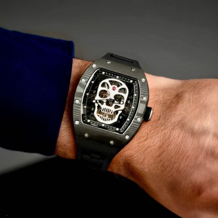 Zegarek automat Daniel Gorman Skull Carbon czaszka jak Richard Mille